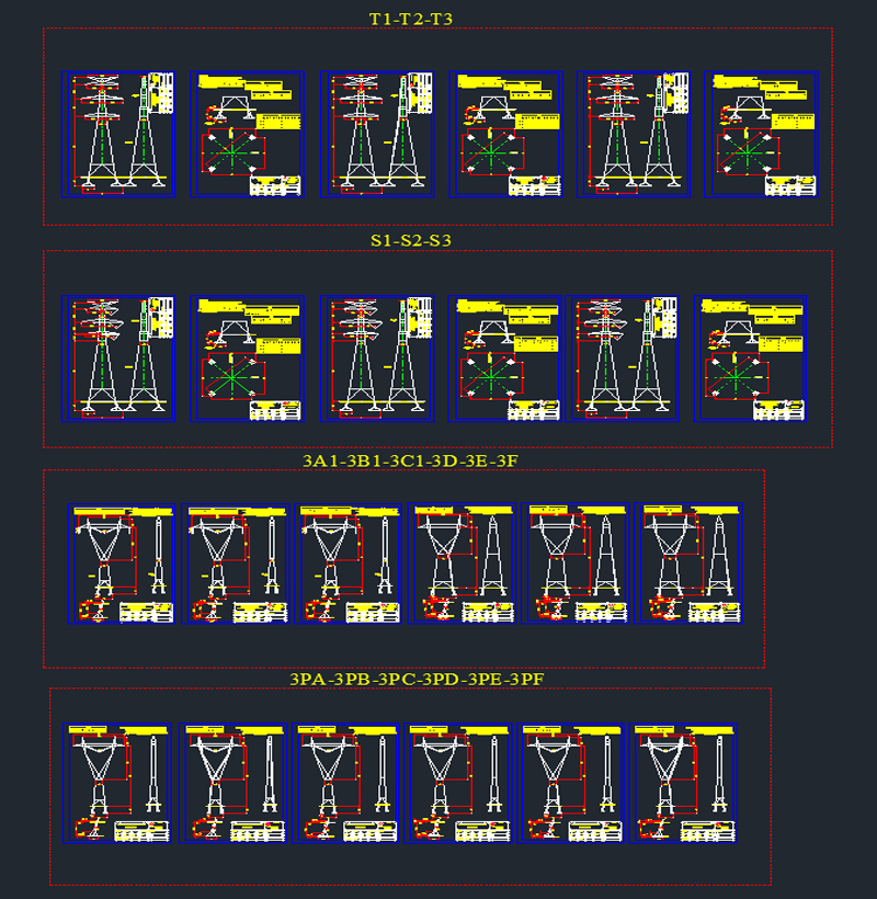 154 kV – 380 kV Havai Hat Direk Detay Çizimleri