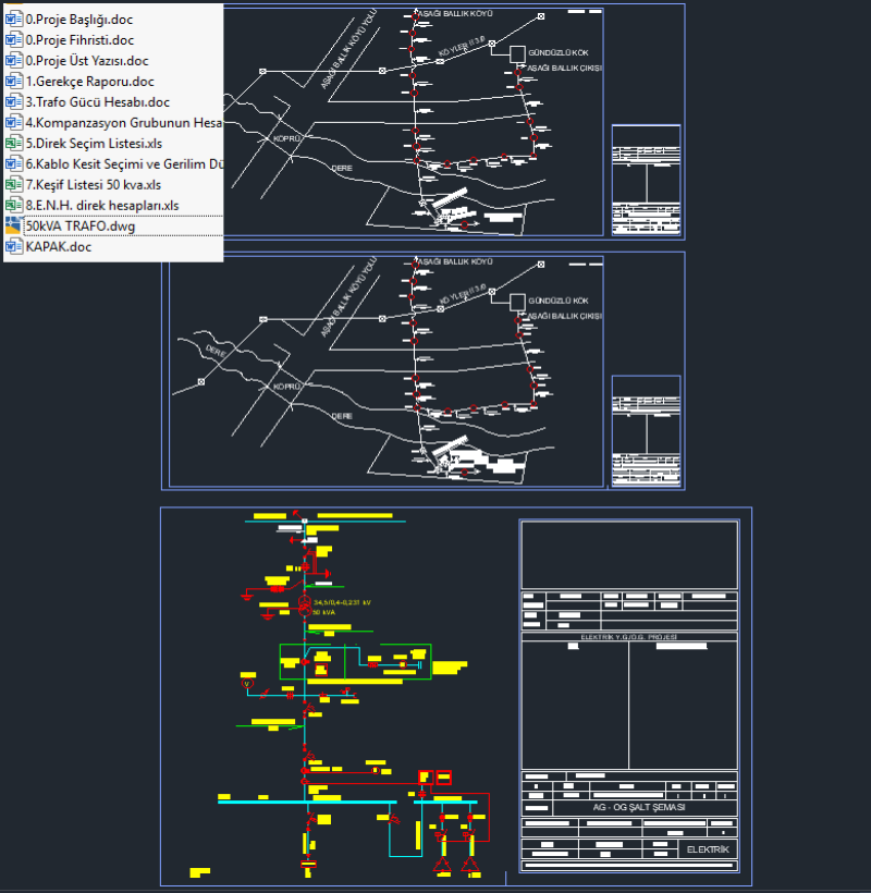 34,5 kV Demir Direkli ENH – 50 kVA 34,5/0,4 kV Direk Tipi Trafo Postası Projesi