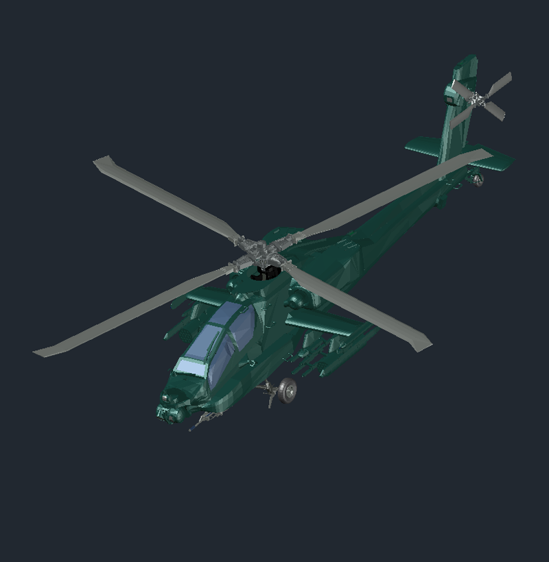 3D Apache Helikopter AutoCAD Çizimi