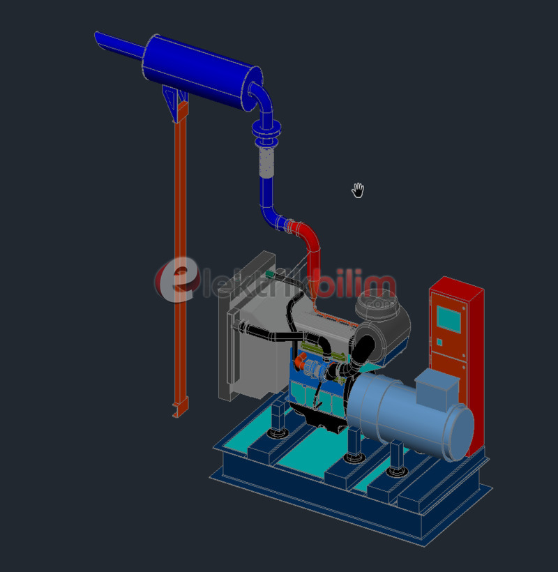 3D Jeneratör AutoCAD Çizimi 150 KVA Model