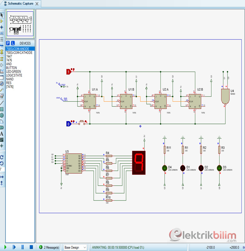 Asenkron Mod-10 Yukarı Sayıcı Devresi