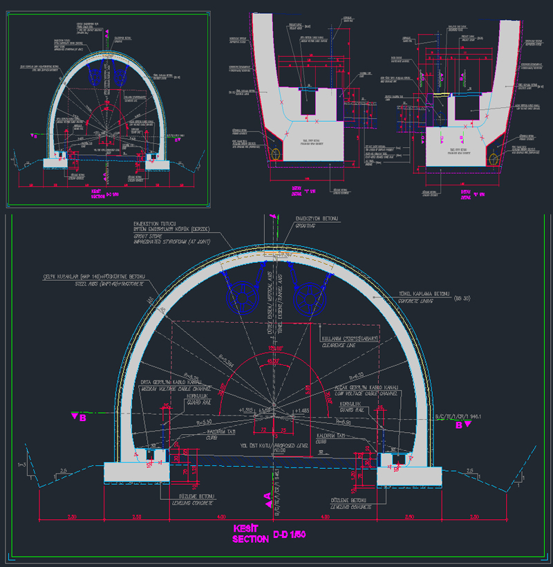 Autocad Tünel Kesit Detay Çizimi