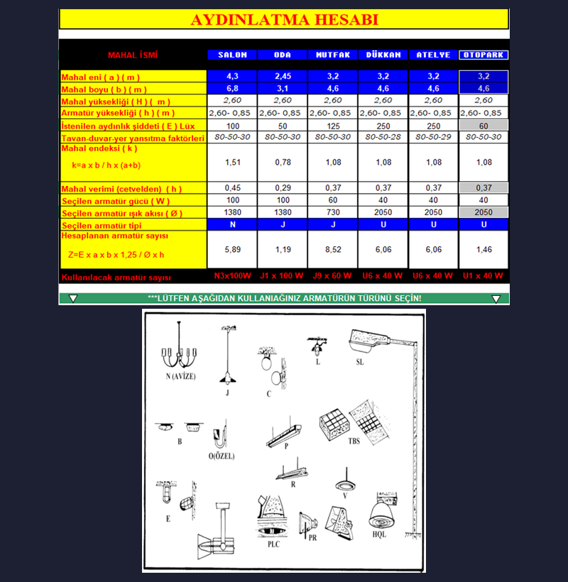 Aydınlatma Hesap Programı