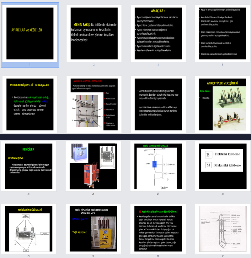 Ayırıcılar ve Kesiciler Sunusu (EKAT Sınavları İçin Kaynak)