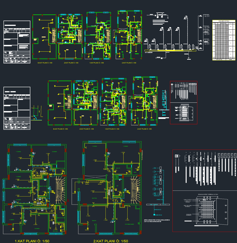 Bodrum + 3 Kat Bina Elektrik Tesisat Projesi