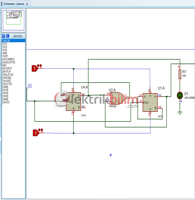 D Tipi FF ile Binary 0-1-2-3 Sayan Devre Tasarımı