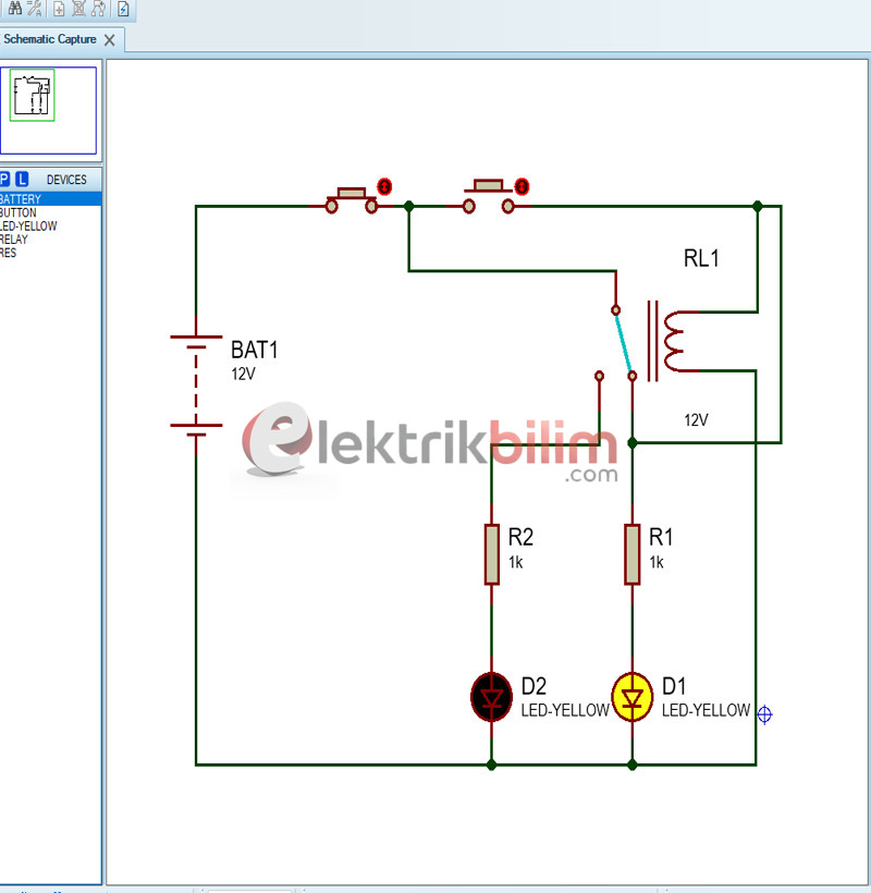 DC Röle Mühürleme Tekniği Proteus ISIS Uygulaması