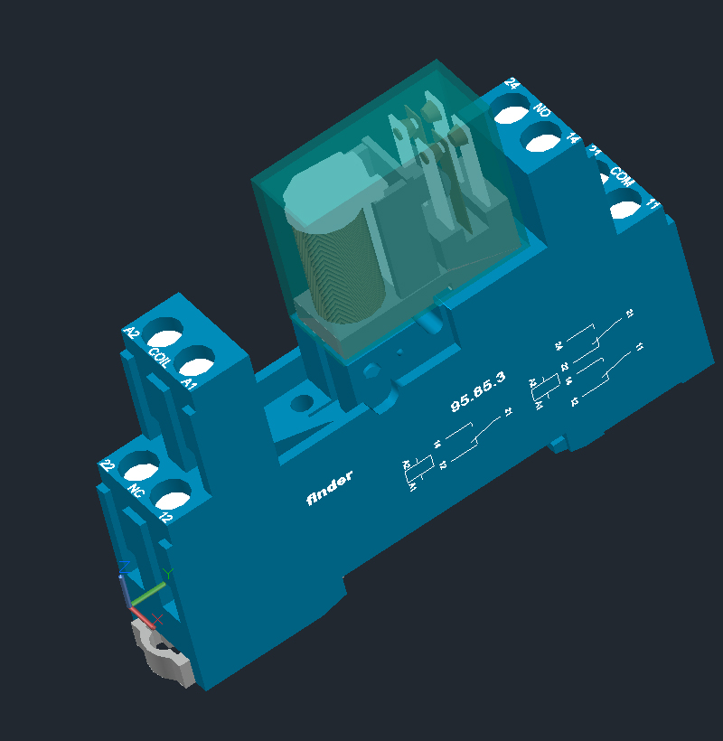 Finder Röle 3D Çizim