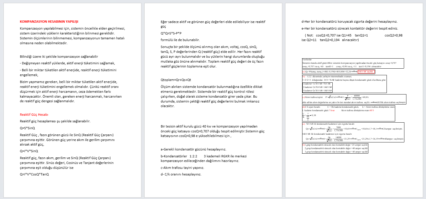 Kompanzasyon Hesabı ve Örnekli Hesaplama