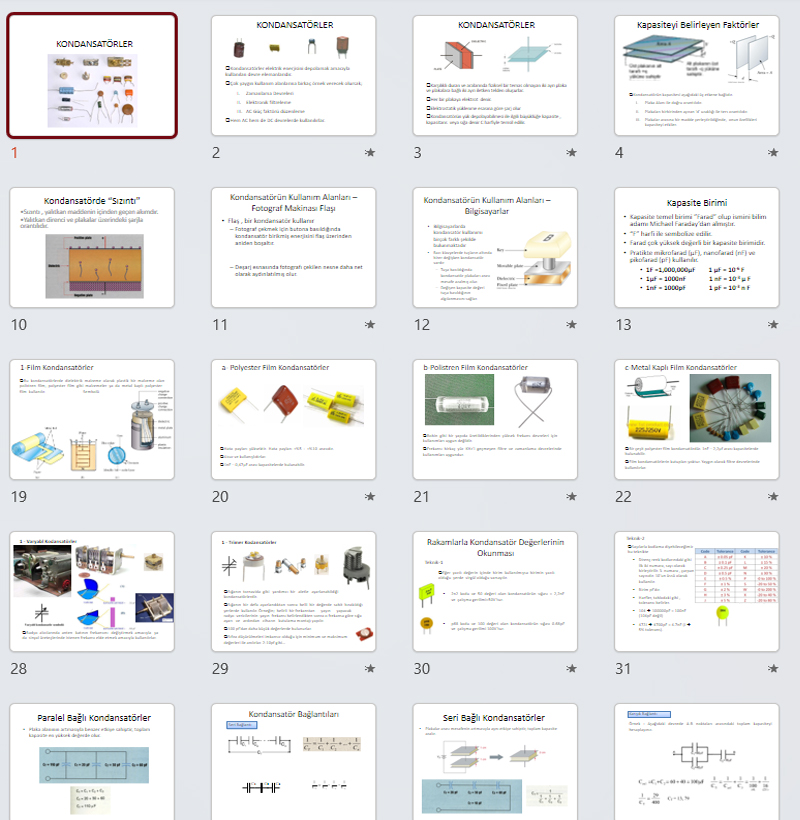 Kondansatörler Hakkında Geniş Kapsamlı Sunum
