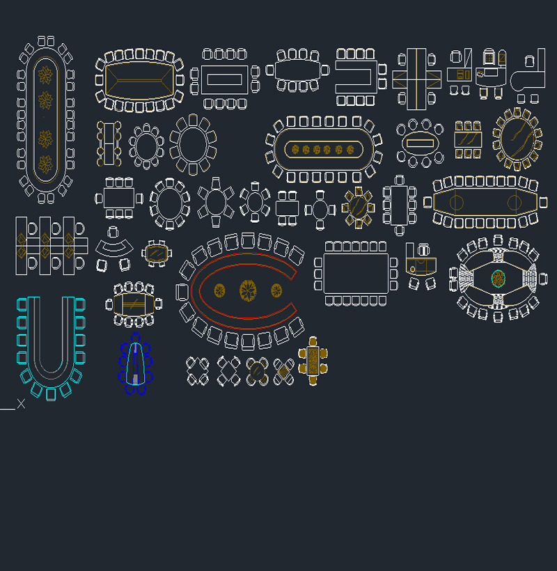 Konferans Masası AutoCAD Blok Çizimleri DWG