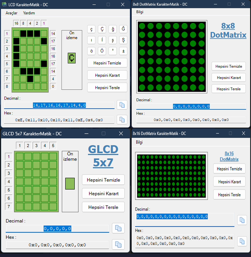 LCD KarakterMatik Kod Üretici Programı
