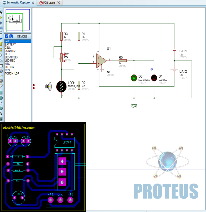 LM741 Isı ve Işık Kontrollü Devre