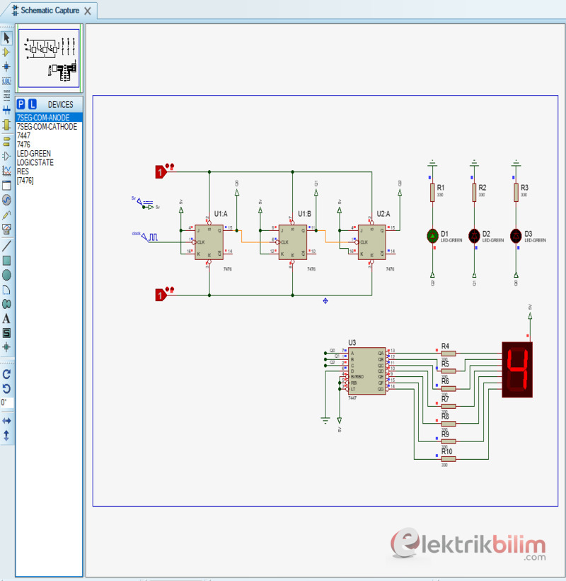 Mod-8 Asenkron Sayıcı Devresi ve Çalışma Mantığı