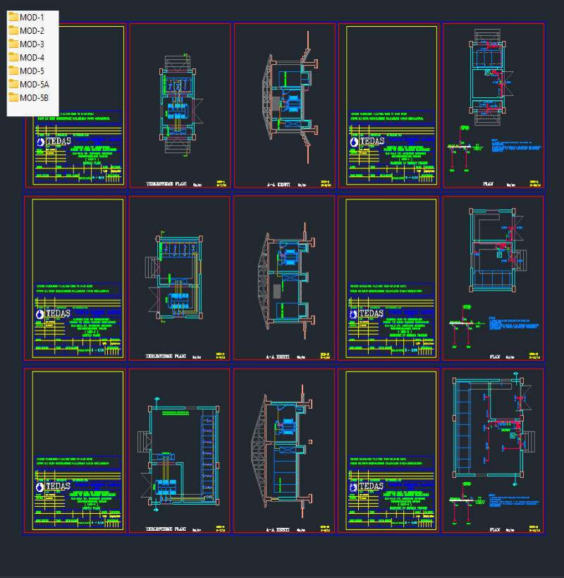 MOD Tipi Trafo Binalarının Elektrik, Mimari ve Statik Detay Çizimleri