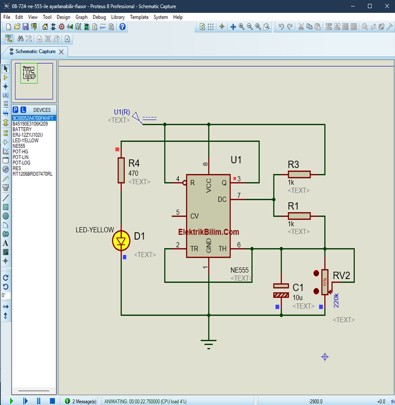 NE555 Ayarlanabilir Flasör Devresi