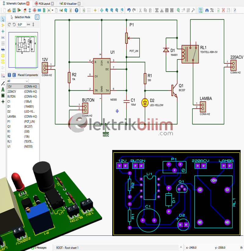 NE555 Zamanlayıcı Devre Projesi Ares isis