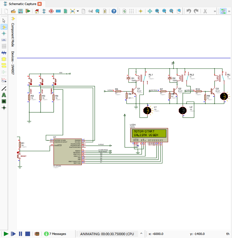 Pic 16F628 ile Otomatik Yıldız Üçgen Motor Şalteri Proteus