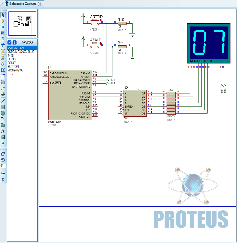 PIC16F628A ile 00-99 İleri Geri Sayıcı Devresi