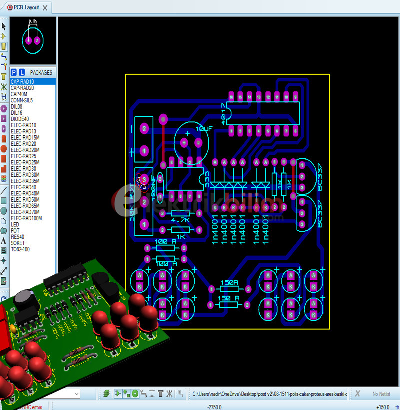 Polis Çakar Proteus ARES Baskı Devre Çalışması
