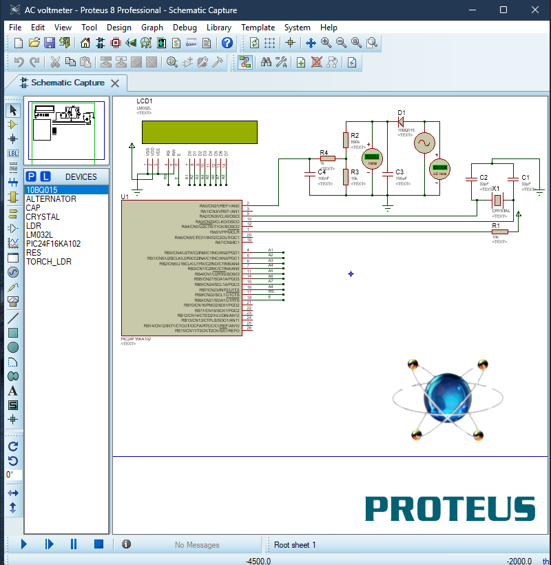 Proteus 8 AC Voltmetre Uygulaması