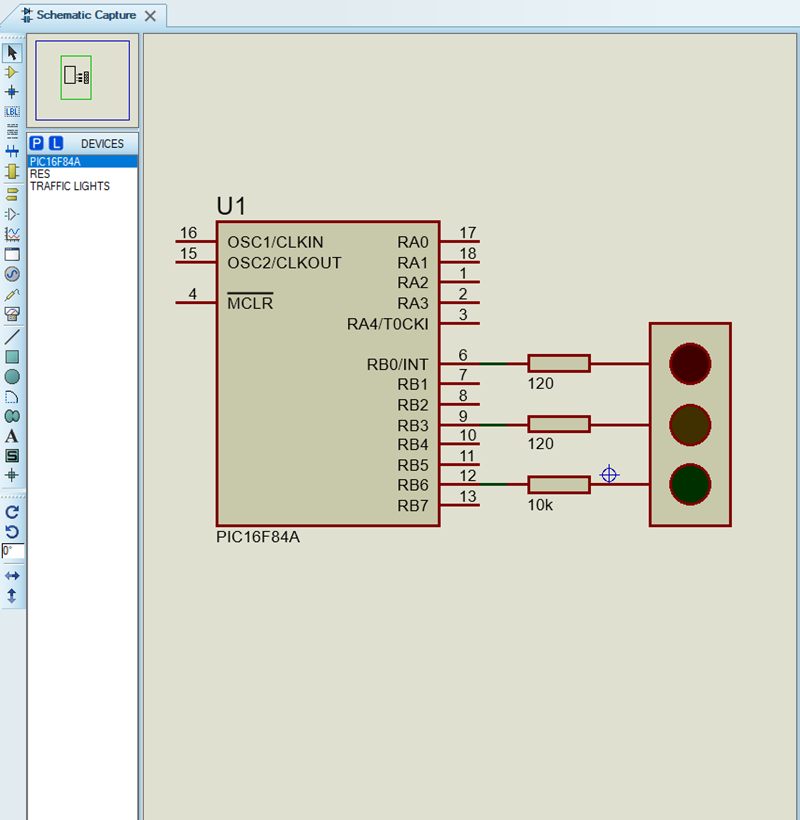 Proteus ile PIC16F84A Trafik Işıkları