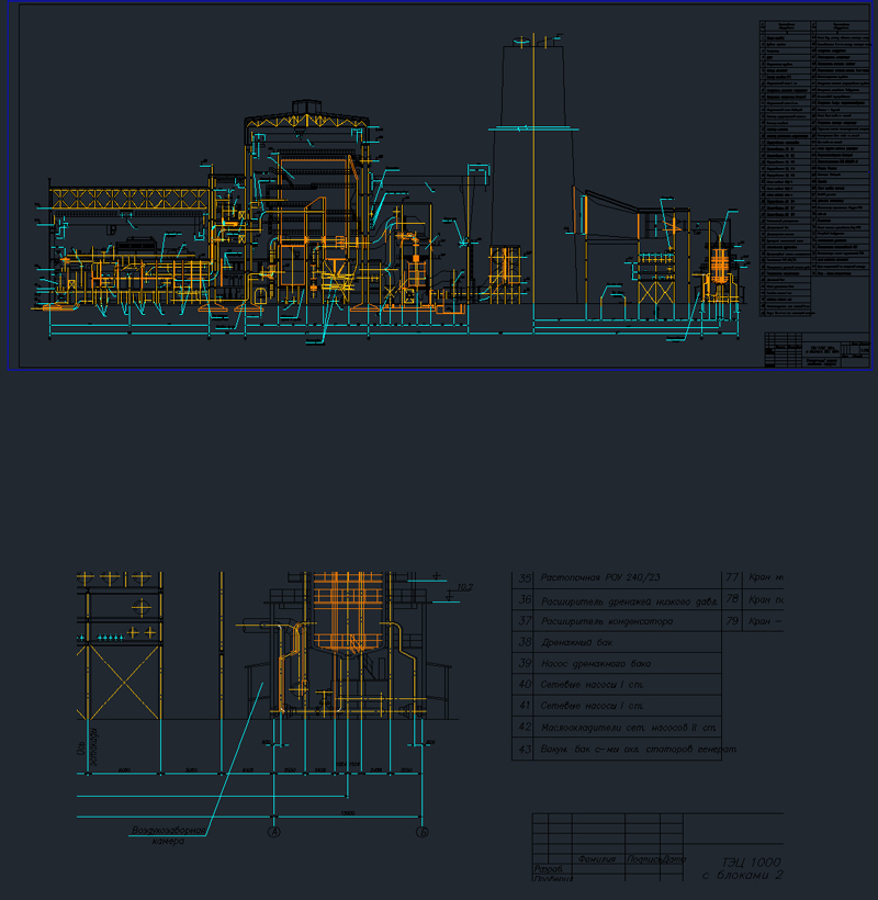 Termik Santral Binası Kesit Detay AutoCAD Çizimi