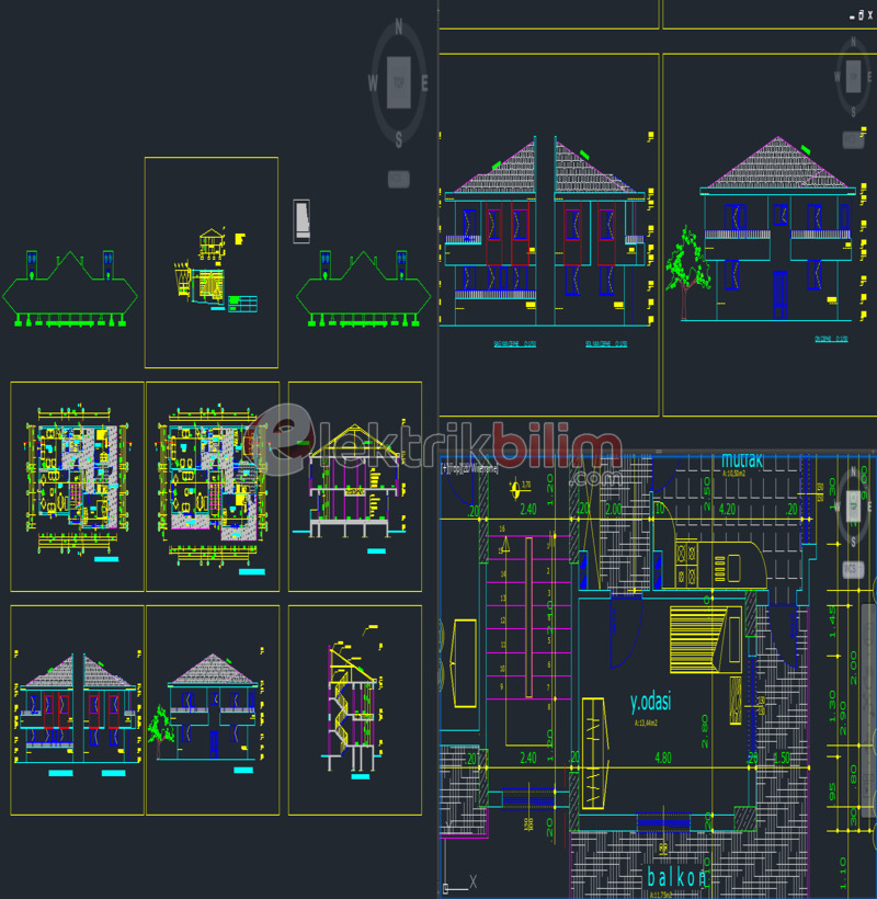 Villa Mimari Projesi AutoCAD Çizimi