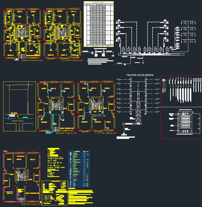 Zemin + 3 Kat Bina Elektrik Tesisat Projesi