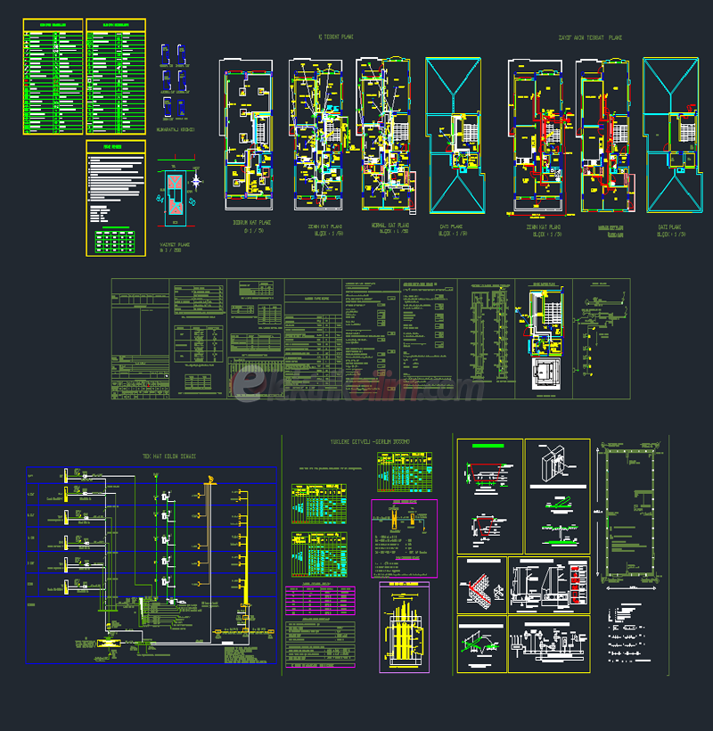 Zemin + 4 Kat (5 Kat) Asansörlü Tam Set Bina Projesi